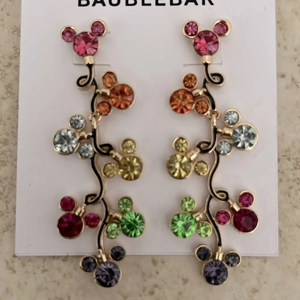 Disney x BAUBLEBAR Mickey Mouse Rhinestone Colorful Earrings New